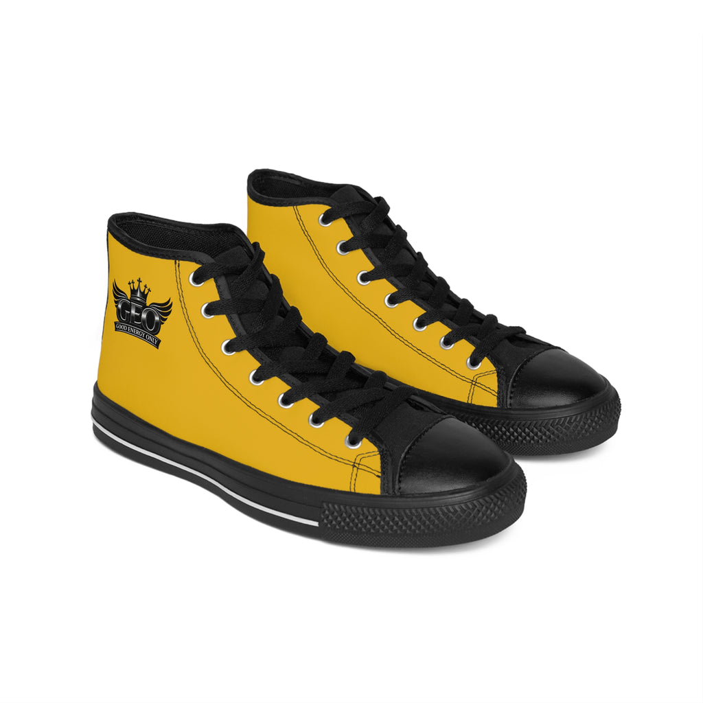 Black & Gold High-Top Street Sneakers — Classic Men’s   with the Geo Crest crown and Black Trim
