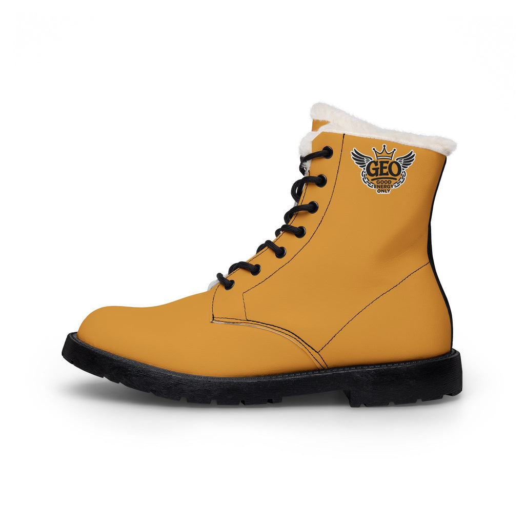 Men's Fur-Lined Leather Boots – Insulated Work & Winter Casual Yellow
