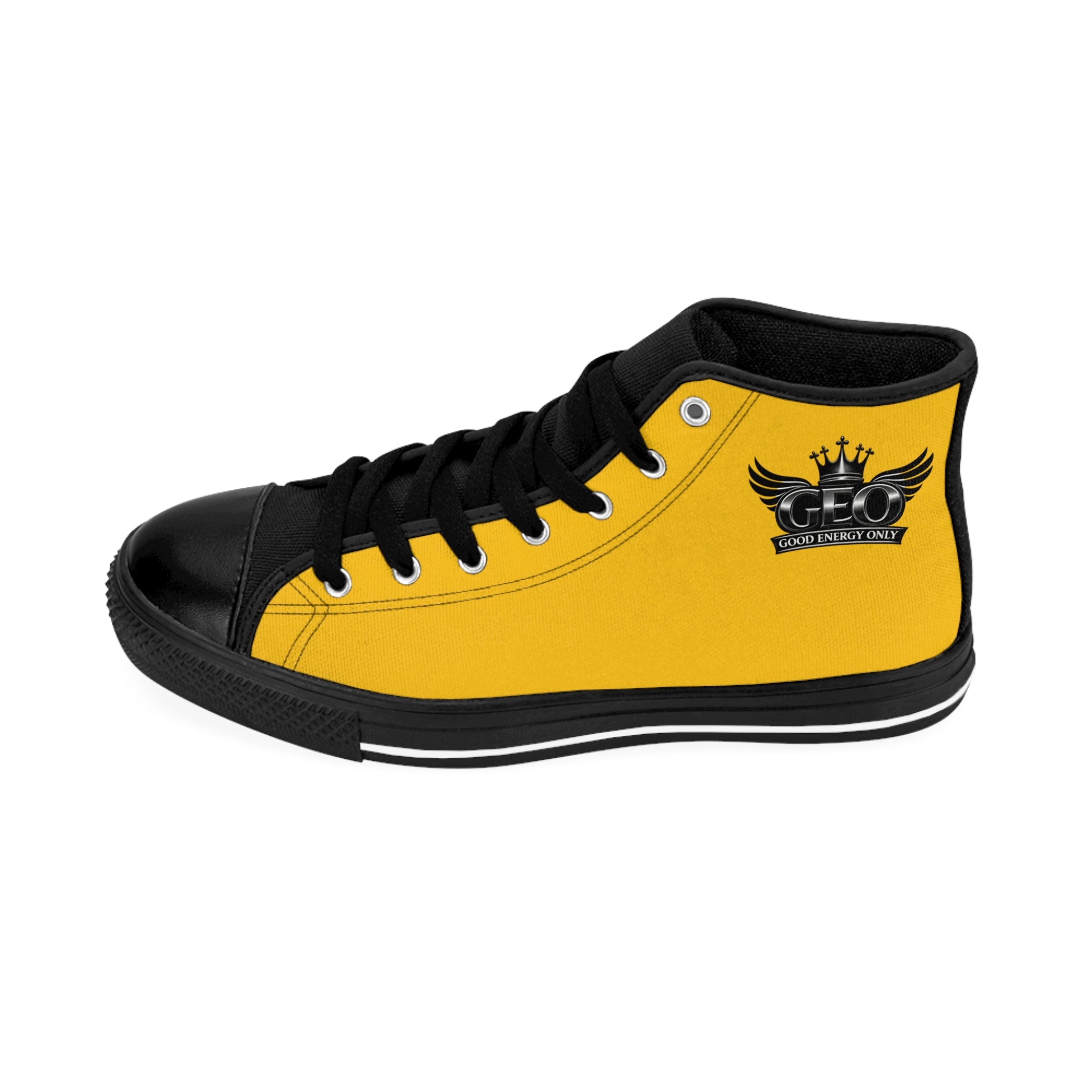 Black & Gold High-Top Street Sneakers — Classic Men’s   with the Geo Crest crown and Black Trim