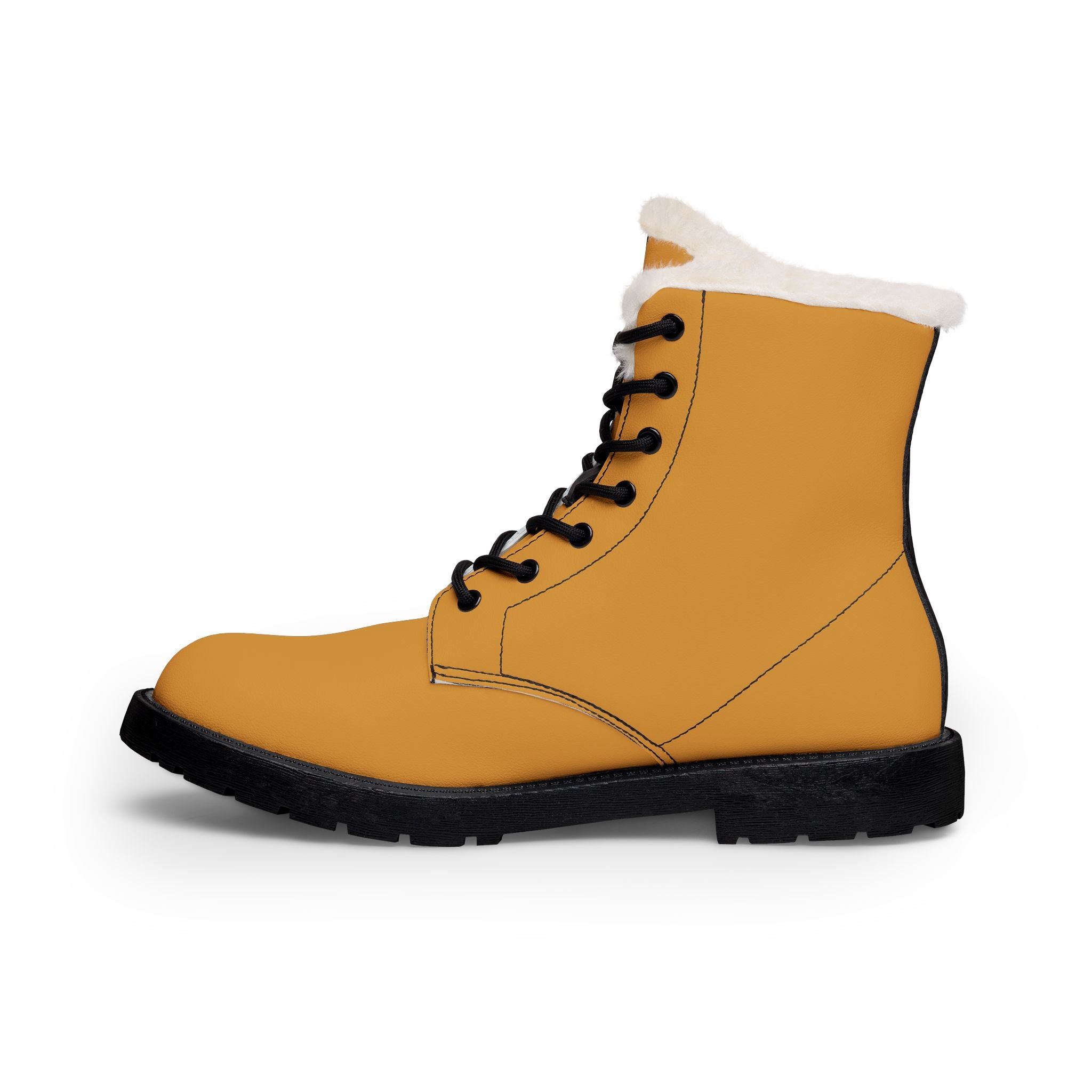 Men's Fur-Lined Leather Boots – Insulated Work & Winter Casual Yellow