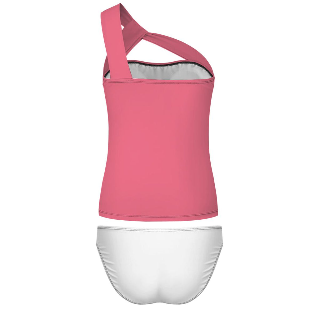 GEO Summer Hot PInk One-Shoulder Two Piece Swimsuit Customized Services